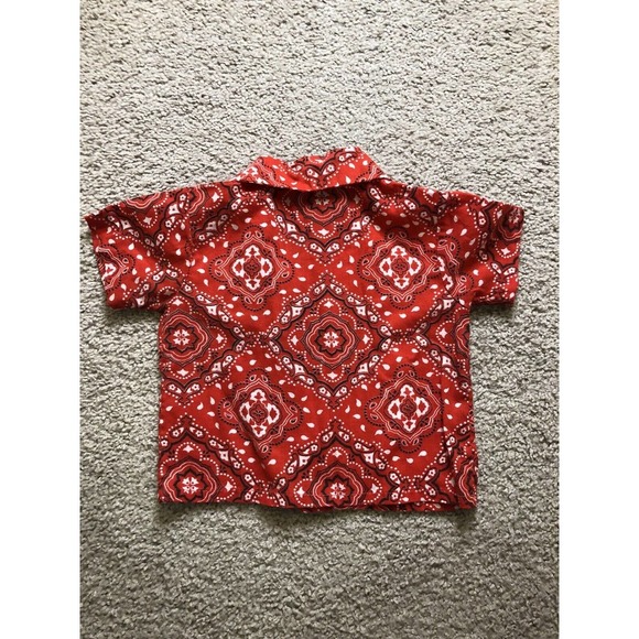 Vintage Tiny Tots Original No Size Western Print Red Button Up Short Sleeve - Picture 3 of 3